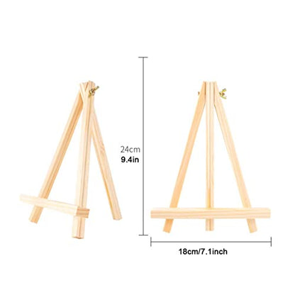 9.4" Tall Natural Pine Wood Tripod Easel Photo Painting Display Portable Tripod Holder Stand& Adjustable Wooden Tripod Tabletop Holder Stand for Canvas, Painting Party, Kids Crafts, Photos(12pack) - style: 12pack