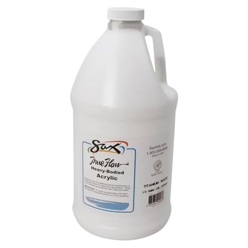 Sax True Flow Heavy Body Acrylic Paint, 1/2 Gallon, Titanium White - 439301, 64 Fl Oz (Pack of 1) - color: Titanium White
