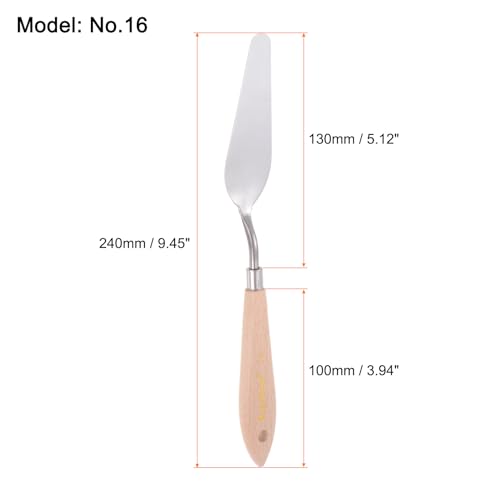 HARFINGTON No.16 Painting Palette Knife Stainless Steel Pointy Spatula Pallet Knife with Beech Wood Handle for Oil Acrylic Paint Canvas Mixing Spreading