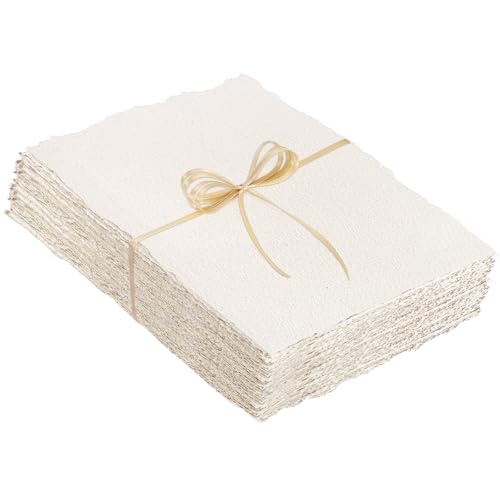 50 Sheets Watercolor Paper 9 x 12 in, 300 GSM, Deckle Edge, Ivory - size: 9 x 12inch