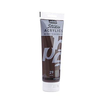 PEBEO Studio Acrylics High Viscosity, Fine Acrylic, 250 ml - Burnt Umber, 250 ml Tubes (169-029) - color: Burnt Umber
