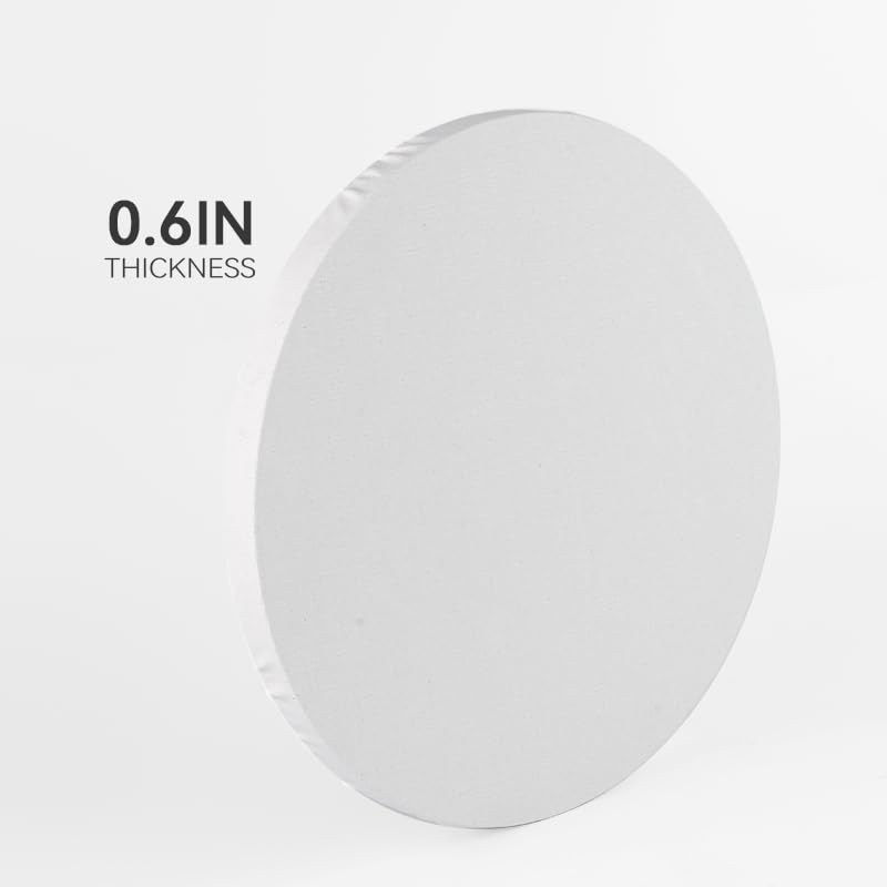 TRANSON 4 Sizes 12" 10" 8" 6" Round Shaped Stretched Canvas Primed Ready for Painting - size: Round 4PCS