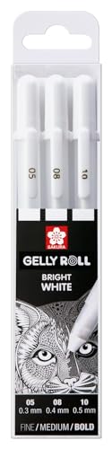 Sakura Gelly Roll Basic White Gel Pen Set of 3, Assorted Sizes | Opaque Pens for Highlights, Drawing & Crafts - size: 3 Count (Pack of 1)