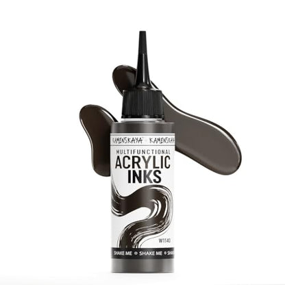 KAMENSKAYA Acrylic Inks for Artists - Dark Brown Acrylic Ink, 3.38 Fl Oz (100 ml) | Highly Concentrated, Multifunctional Liquid Acrylic Paint - color: Dark Brown