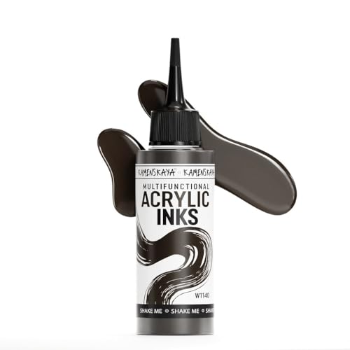 KAMENSKAYA Acrylic Inks for Artists - Dark Brown Acrylic Ink, 3.38 Fl Oz (100 ml) | Highly Concentrated, Multifunctional Liquid Acrylic Paint - color: Dark Brown