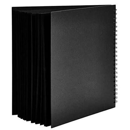 Paper Junkie Scrapbook 12x12 Album - 12 x 12 In, Black Hardcover, 40 Sheets (80 Pages) - Spiral Bound Black Scrapbook for Crafts