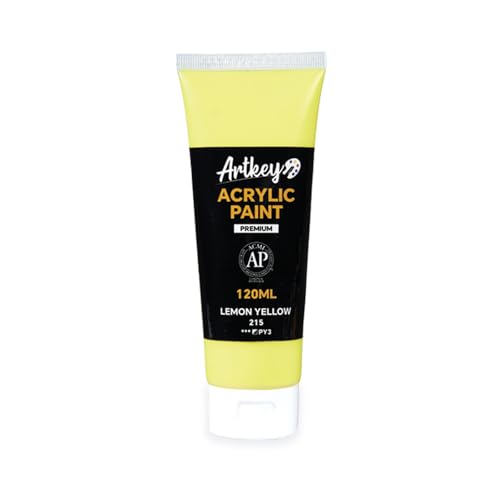 Artkey Acrylic Paint - Lemon Yellow (120 ml/4.06 oz) Tubes, Rich & Vibrant Pigments, Professional Artists Acrylic Paints - Art Supplies for Canvas Wood Rock Clay Fabric Ceramics Art Crafts Painting - color: Lemon Yellow, size: 4.06 Fl Oz (Pack of 1)