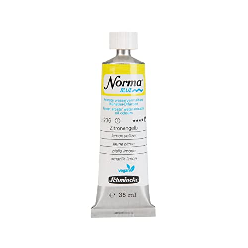 Schmincke - NORMA® Blue, 21236009, finest water-based artists' oil colors, highly pigmented, lightfast, vegan, lemon yellow, 35 ml - color: 236 lemon yellow