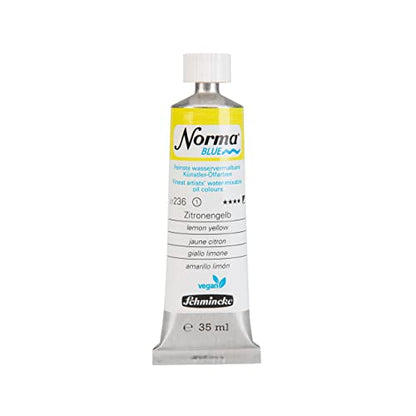 Schmincke - NORMA® Blue, 21236009, finest water-based artists' oil colors, highly pigmented, lightfast, vegan, lemon yellow, 35 ml - color: 236 lemon yellow
