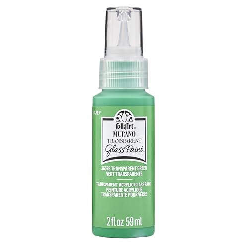 FolkArt Murano Transparent Acrylic Glass Paint, Green, Perfect for Indoor and Outdoor Arts and Crafts Projects, 2 fl oz, 36528 - color: Transparent Green, style: Transparent
