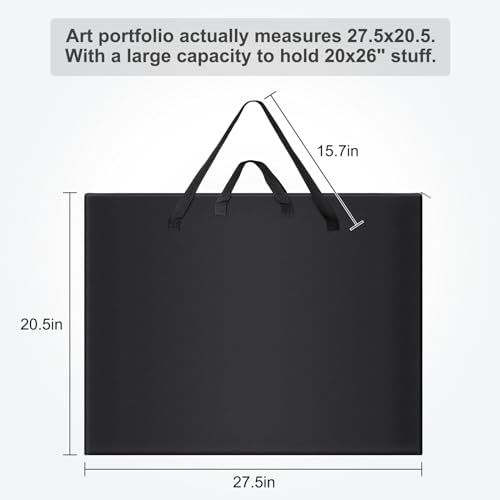 ZKOO Art Portfolio Bag (Black, 20" * 26") + Art Craft Storage Bag, Purple