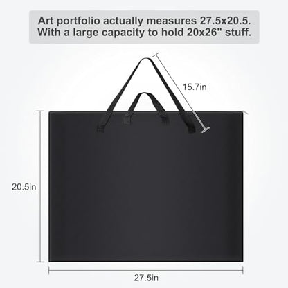 ZKOO Art Portfolio Bag (Black, 20" * 26") + Art Craft Storage Bag, Purple