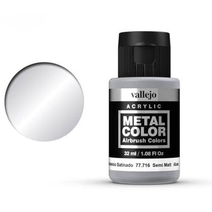 Vallejo - Metal Color | Semi Matt Aluminium 32 ml (1.08 fl.oz.) | Faithfully Reproduce Different Metallic Finishes - style: Semi Matt Aluminium 32 ml (1.08 fl.oz.)