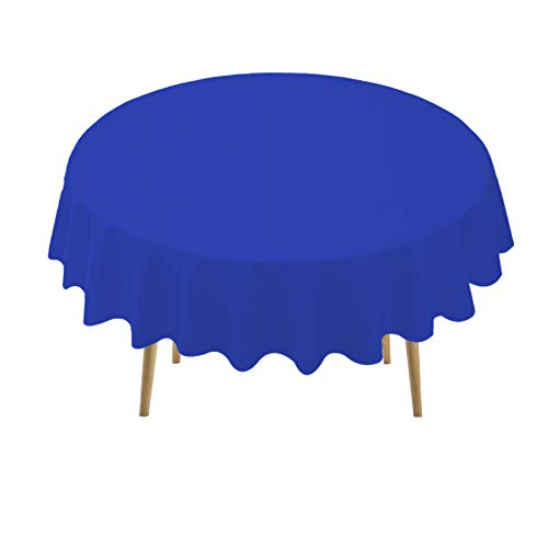 Royal Blue Plastic Tablecloths 2 Pack Disposable Table Covers 84 Inches Circle Shower Party Tablecovers PEVA Vinyl Dark Table Cloths for Parties Birthdays Weddings Banquet's 6 ft Round Table Use - color: A04 Royal Blue