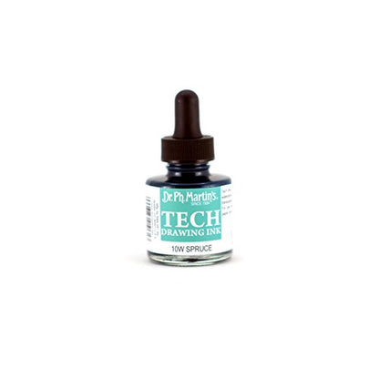 Dr. Ph. Martin's TECH Drawing Ink (10W) Ink Bottle, 1.0 oz, Spruce Green, 1 Bottle