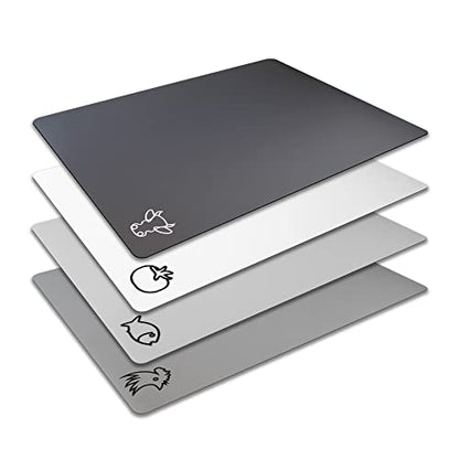 Fotouzy Flexible Plastic Cutting Board Mats with Food Icons, BPA-Free, Non-Porous, 100% Non-slip Back and Dishwasher Safe, Unique Modern Neutral Colors, Set of 4 - color: 4 Gray