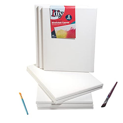 iDIY Stretched Canvas Board 11 x 14 (Set of 8) 5/8" - Classic White Blank, Pre Primed for Oils or Acrylics, 100% Cotton, Acid Free - Professional Grade for Painting or Art Project, Craft, Mixed Media - size: 11 x 14 inches (set of 8)