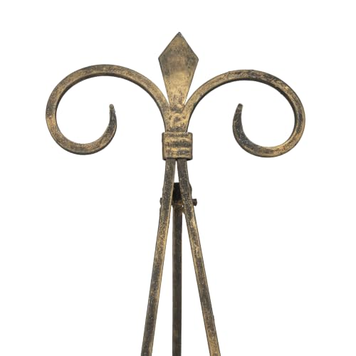 Deco 79 Metal Scroll Display Easel Tabletop Easel with Foldable Stand, Display Stand 11" x 10" x 14", Gold