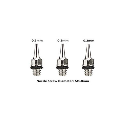 3PCS 0.2mm Airbrush Nozzles and Needles Replacement Parts with 11 in 1 Airbrush Cleaning Repair Tool for Airbrush Gun - size: 3PCS 0.2mm Nozzle and Needles/Cleaning Kit