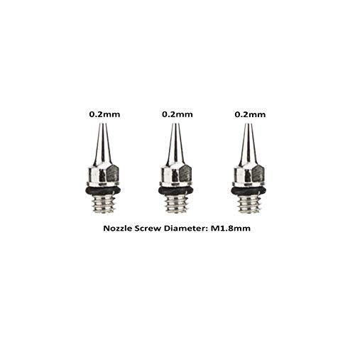 3PCS 0.2mm Airbrush Nozzles and Needles Replacement Parts with 11 in 1 Airbrush Cleaning Repair Tool for Airbrush Gun - size: 3PCS 0.2mm Nozzle and Needles/Cleaning Kit