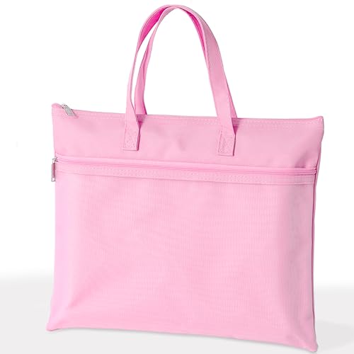 SortRax Large Zipper Pouch with Handle, Fits Letter and A4, Pink - color: Pink
