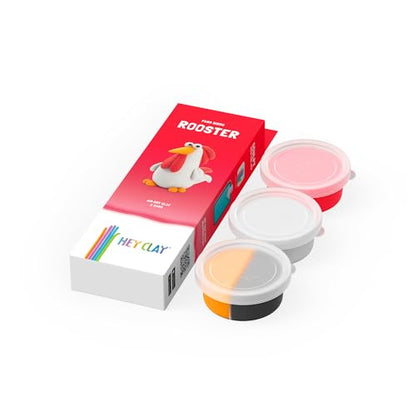 HEY CLAY Modelling Air-Dry Clay with Fun Interactive App - Non-Toxic, Non-Stick Modeling Clay Crafts Set for Kids Ages 3 to 8-3 cans (Farm Birds: Rooster) - color: Rooster
