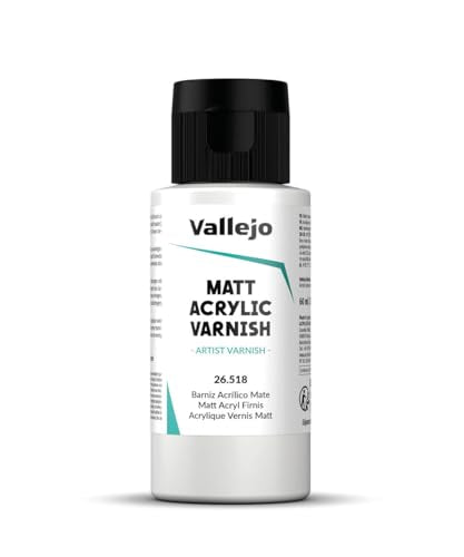 Vallejo - Permanent Acrylic Varnish | Matte Finish 60 ml. (2.02 fl.oz.) | Extraordinary Hardness & Permanence | Scratch Resistant & Non-Yellowing | Outdoor and Indoor Surfaces - style: Matt Acrylic Varnish 60 ml. (2.02 fl.oz.)