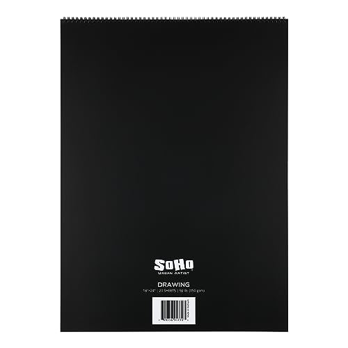 SoHo Urban Artist Softcover Drawing Pad - 18"x24", 6 Pack w/144 Sheets Total - 92 lbs/150gsm, Mixed Media, Dual-Sided, Acid-Free, Wire-Bound, Micro-Perforated, Repeated Erasing & Reworking - size: 18"x24"