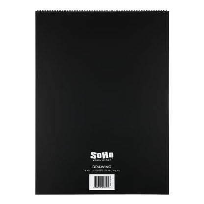 SoHo Urban Artist Softcover Drawing Pad - 18"x24", 6 Pack w/144 Sheets Total - 92 lbs/150gsm, Mixed Media, Dual-Sided, Acid-Free, Wire-Bound, Micro-Perforated, Repeated Erasing & Reworking - size: 18"x24"