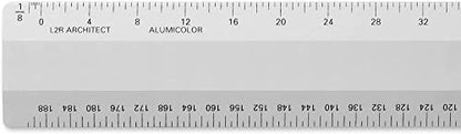 Alumicolor Architect 12 inch Ruler w/ 4 Bevel Scale for Drawing, Drafting & Engineering, Left to Right Calibrations Divided by 1/32, 1/16, 1/8, 1/4, Silver