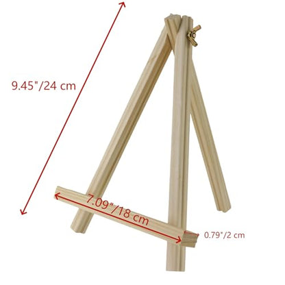 4 Pcs Tabletop Easel,Easel for Painting 9.45 Inch Wooden Painting Stand for Art,and Crafts,Portable Canvas Photo Picture Sign Holder for Kids and Adults - size: 9.45"x7.09"/24x18 cm(LW)