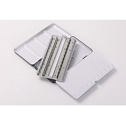 Jinberry Metal Watercolor Tin with Fold-Out Mixing Palette, Multi-Functional Empty Watercolor Palette with Pans Paint Tray Palette for Plein Air, Watercolor, Acrylic and Oil Painting - style: L 52 half pans