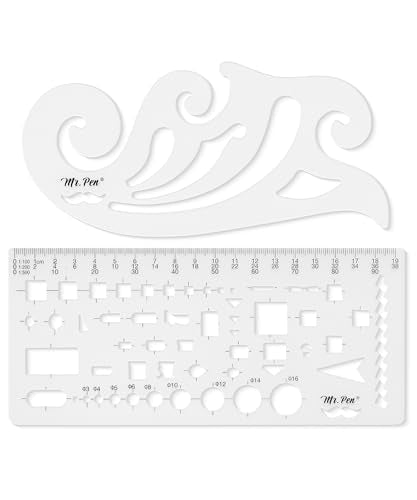 Mr. Pen- Geometric Drawing Template, 2 pcs, French Curve, Plastic Template | Shape Stencils, Geometric Stencils - style: 2 pcs