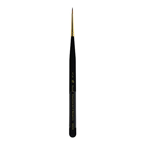 Princeton Mini-Detailer Round Brush, Synthetic, Short Handle, Size 2/0 inch, 1 Count - color: Black, size: 2/0