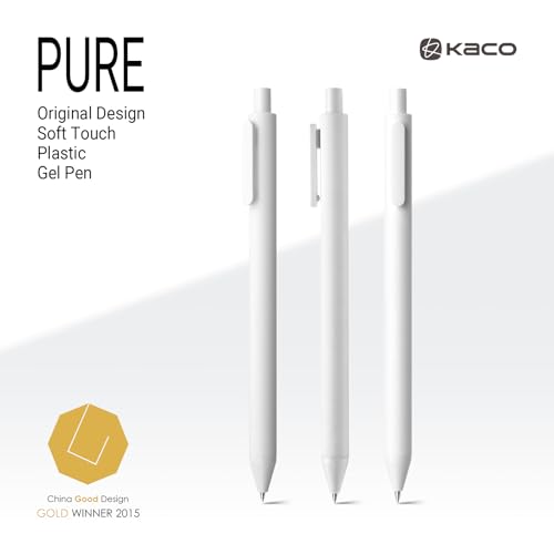 Kaco PURE White Gel Pens 0.7mm Black Ink 10 Count Quick Dry Smooth Writing | Aesthetic School Office Supplies Retractable Pens Low Center of Gravity - color: 0.7mm 10 PCS White