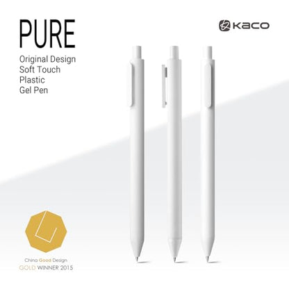 Kaco PURE White Gel Pens 0.7mm Black Ink 10 Count Quick Dry Smooth Writing | Aesthetic School Office Supplies Retractable Pens Low Center of Gravity - color: 0.7mm 10 PCS White