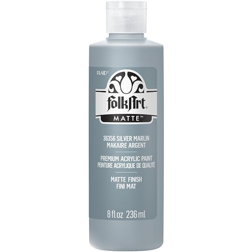 FolkArt Acrylic Craft Paints, Silver Marlin 8 fl oz Premium Matte Finish Paint, Perfect For Easy To Apply DIY Arts And Crafts, 36356 - color: Silver Marlin, size: 8 Fl Oz (Pack of 1)