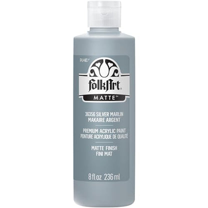FolkArt Acrylic Craft Paints, Silver Marlin 8 fl oz Premium Matte Finish Paint, Perfect For Easy To Apply DIY Arts And Crafts, 36356 - color: Silver Marlin, size: 8 Fl Oz (Pack of 1)