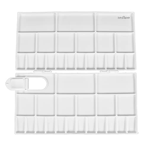 Zahepa Large Paint Palette Box with Lid, 24 Wells, Watercolor Mixing Tray | Foldable Travel-Friendly Design With Thumb Hole And Secure Locking Latch For Acrylic Mediums, Students, And Classrooms - style: Rectangle - 41 Compartments