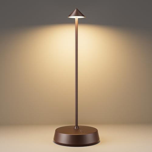 Cordless Table Lamps Rechargeable, 6000mAh LED Battery Operated Desk Lamp, Portable Outdoor Waterproof Touch Stepless Dimmable Wireless Table Light for Dining Restaurant Home Patio (Brown-1PC) - color: Brown-1PC