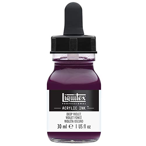 Liquitex Professional Acrylic Ink, 1-oz Jar, Deep Violet | Ultra Fluid Acrylic, Highly Pigmented, Dye-Free, Non-Fading, Satin Finish, Permanent When Dry, Lightfast - color: Deep Violet, style: 1-oz Jar