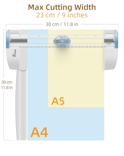 Firbon 3-in-1 Paper Cutter, 9“ Compact A5 Paper Trimmer - color: Blue