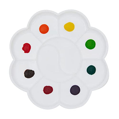 18-Piece 8x8-Inch Wooden Canvas Painting Set, 2 Natural Wood Panel Paint Boards with 12 Acrylic Paint Tubes, 3 Brushes, and 1 Plastic Palette for Crafting and Art Supplies
