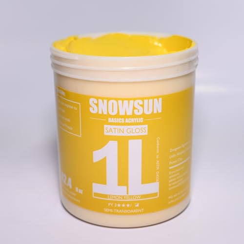 SNOWSUN Heavy Body Acrylic Paint, 1L (40oz) Bulk Lemon Yellow - Non Toxic Artist Grade Thick Paint for Canvas, Wood, Ceramic & Crafts - color: lemon-yellow
