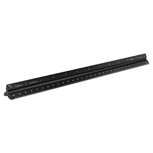 Alumicolor Aluminum Combination Solid Drafting Scale, 12IN, Black - color: Black, size: 12 Inch, style: Combination