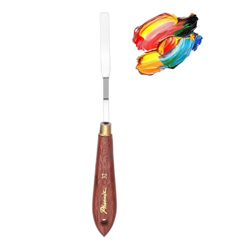 MECCANIXITY Pack of 1 Palette Knife No.32, 8.3" Long Palette Knives with Stainless Steel Flexible Spatula Pallet Knife and Wood Handle for Scraping, Mixing, Oil Acrylic Painting Canvas - style: No.32