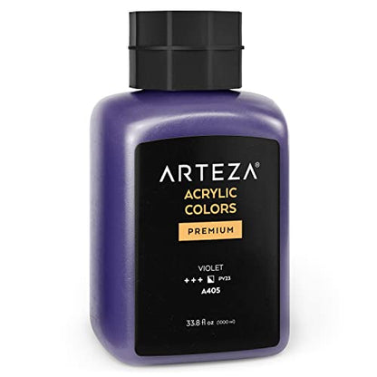 ARTEZA Acrylic Paint, A405 Violet, 33.8 fl oz, 1000ml Jar, Opaque, Quick-Drying, Acrylic Paints for Painting on Canvas, Paper, and Wood - color: A405 Violet, size: 33.8 Fl Oz (Pack of 1)