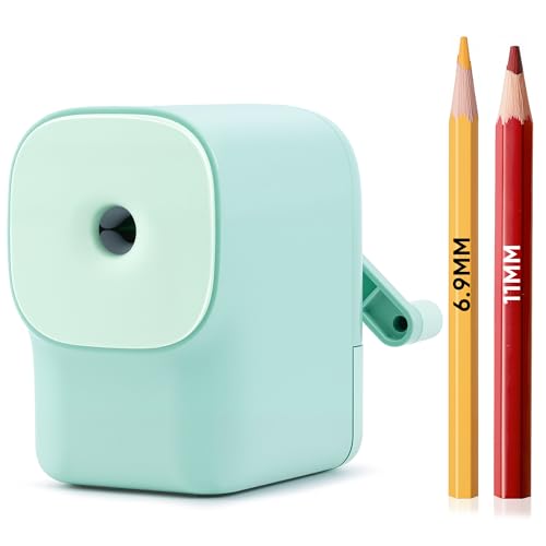 deli Manual Pencil Sharpener, Green | For 6.9-11mm No.2 /Colored pencils, Auto-In Design with 5 Adjustable Settings for Students, Home, Office - color: Green