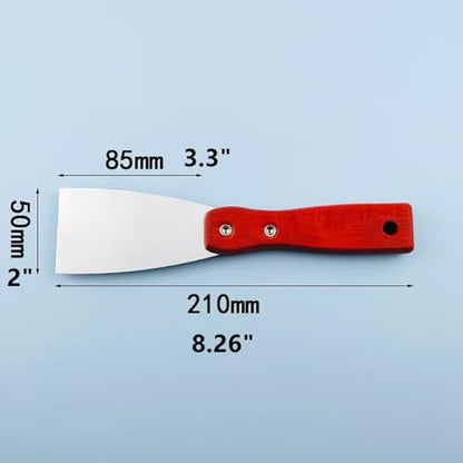 5Pcs 2" Putty Knife Scrapers Stainless steel spatula Tool set，with a comfortable wooden handle，for Scrapering,Drywall Repairs and Spreading，Taping Drywall Wall Painting (2" - 5Pcs) - color: 2" - 5pcs