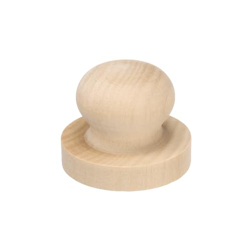 PATIKIL 50mm Stamp Wood Round Handle, Wooden Knobs Stamp Mounts Drawer Pulls for Stamp Making DIY Crafting Scrapbooking, Brown - size: 50mm